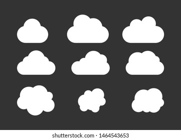 Set od clouds icon isolated on blue background.  Vector clounds collection