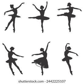 Set of. Female ballet silhouettes