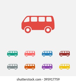 Set of: red Bus vector icon