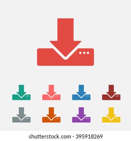 Set of: red Download vector icon
