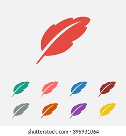 Set of: red Feather vector icon