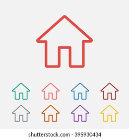 Set of: red House vector icon