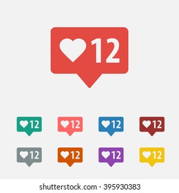 Set of: red Like follower vector icon