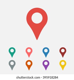 Set Of: Red Map Pointer Vector Icon