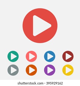 Set of: red Play vector icon