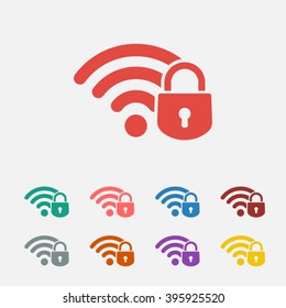 Set Of: Red Security Wifi Vector Icon