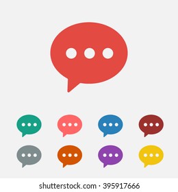 Set of: red Speech bubble vector icon