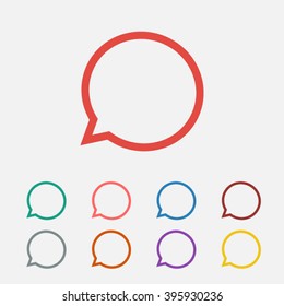 Set of: red Speech bubble vector icon