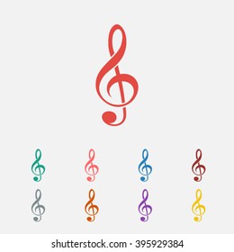 Set of: red Treble clef vector icon