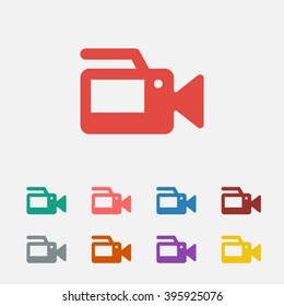 Set of: red Video camera vector icon
