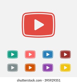 Set of: red Video play vector icon
