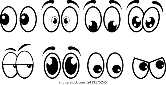 Set ofCartoon eyes. Isolated vector illustration on white background.