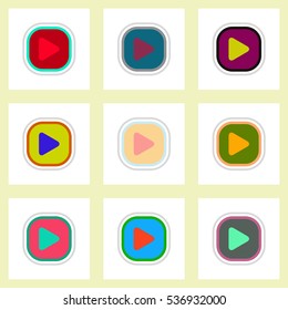 Set ofcolor label design vector icon design buttons music
