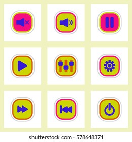 Set ofcolor label design vector icon design buttons music