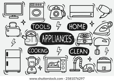 set off appliances doodle good for background, element design, wallpaper, icon, etc