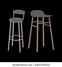Set off Bar stool perfect coloring vector . Vector art customizable illustration. Night club, drinking establishment, pub furniture. Vector isolated drawing art. 
