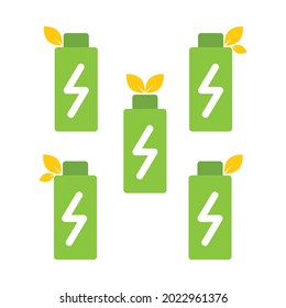 set off battery and leaf as symbol of renewable energy. eco friendly energy icon concept