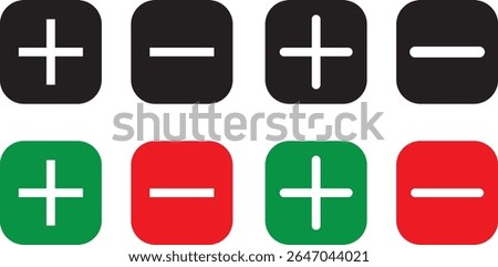 Set off black Plus sign icons. Add plus sign and vactor,  plus icon,geometric symbols for math, plus minus icon vector symbol illustration.