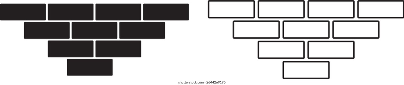 conjunto de icono de pared de ladrillo. Pared de ladrillo blanco y negro, diseño de icono de pared, renderizado con precisión, Ilustración vectorial de pared de ladrillo rojo,
