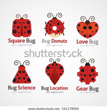 Set off Bug Logo Design Vector. Flat Style Design