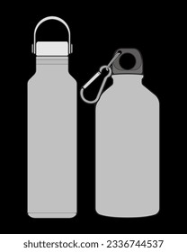 Set off Coloring of tumbler bottle outline drawing vector, tumbler bottle in a sketch style, tumbler bottle training template outline, vector Illustration.
