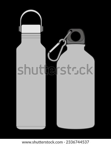 Set off Coloring of tumbler bottle outline drawing vector, tumbler bottle in a sketch style, tumbler bottle training template outline, vector Illustration.
