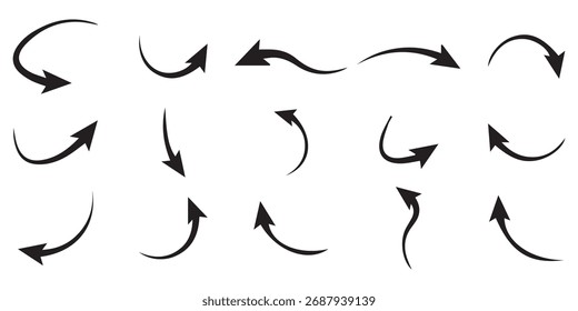 Set off different curved arrows or web designs. Arrows set icons design. Arrow flat style isolated on white background - stock vector arrow symbols.