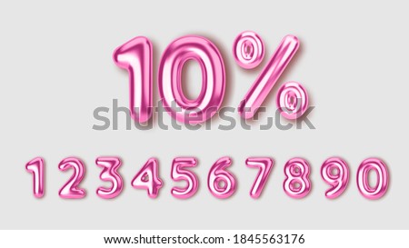 Set off discount promotion sale made of realistic 3d pink balloons. Vector