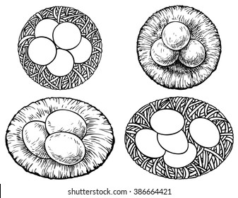Set off egg - hand drawn vector illustration, isolated on white