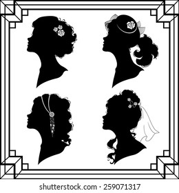 Set off the girl`s silhouette in retro style