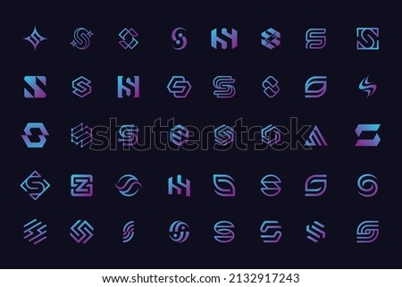 Set Off gradient letter S logo design templates