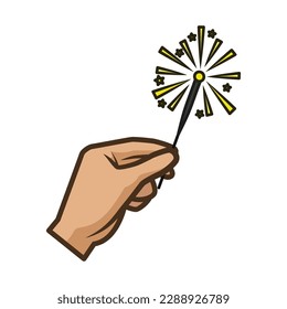 Set Off Little Fireworks. Eid Mubarak Icon Vector Illustration