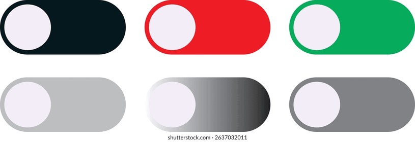 set off On and Off toggle switch buttons icons. Switch toggle button. On and off power button. Black switch button, switch buttons set symbol,
