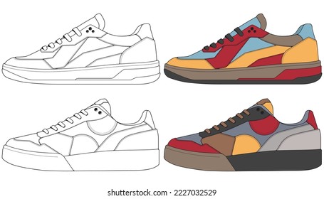 Set off Sneaker shoe . Concept. Flat design. Vector illustration. Sneakers in flat style.
