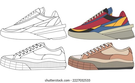 Schuh aus dem Sneaker-Schuh entfernen. Konzept. Flaches Design. Vektorgrafik. Turnschuhe im flachen Stil.
