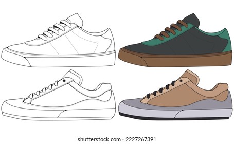 Set off Sneaker shoe . Concept. Flat design. Vector illustration. Sneakers in flat style.
