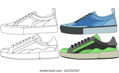 Set off Sneaker shoe . Concept. Flat design. Vector illustration. Sneakers in flat style.
