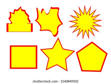 set off yelllow and red price tag isolate on white background