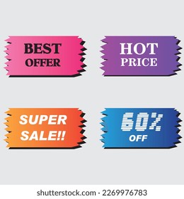 set of offer sale discount tags, special offer tags, best deal tags special offer badges, offer sale ribbons, monsoon sale tag, summer, winter sale tag with modern design illustration vector