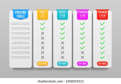 Set Of Offer Tariffs, Price List For Website. Business Offers Template With User Friendly Interface, Buttons And Web Elements.