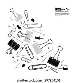 Set of a office accessories for your design - paper clips, carnations. Vector.