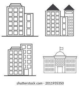 set office bulding icon vector illustration