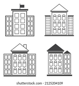 set office bulding icon vector illustration