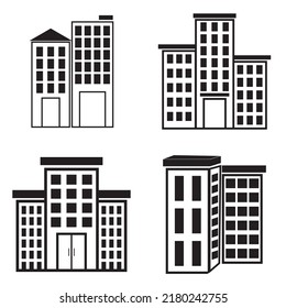 set office bulding icon vector illustration