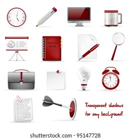 Set of office and business 3D glossy icons. Vector file.