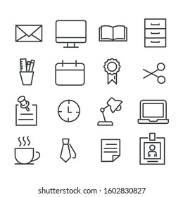 Set of office or business concept icon isolated. Minimal modern outline on white background