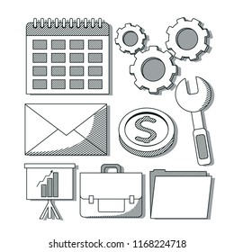Set of office and business elements