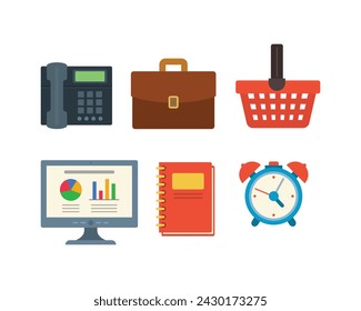 Set of office and business related icons over white background. Simple design for finance and business vector illustration.