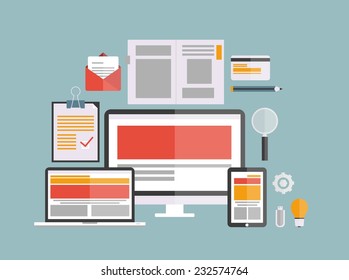 Set of office and business work elements