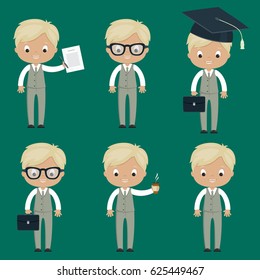 Set of office cartoon men. Vector art. EPS 10